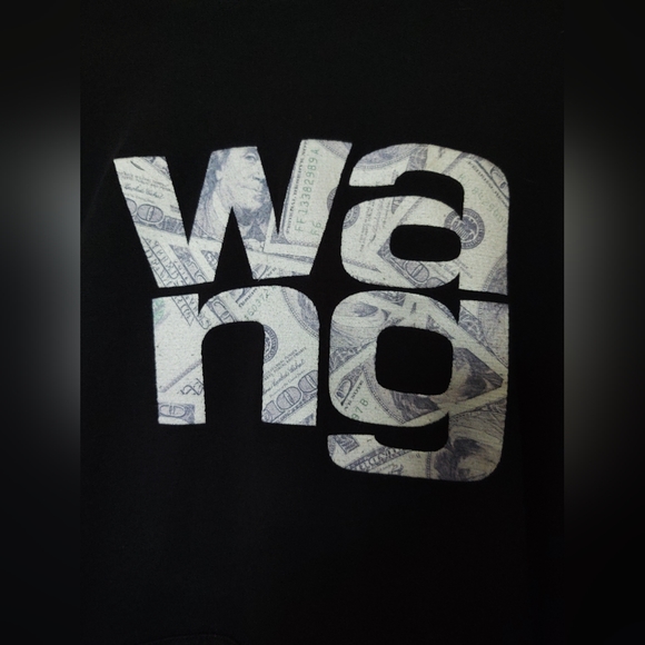 Wang Money Logo Alexander Wang Black Designer Hoodie - Size Large - Picture 2 of 8